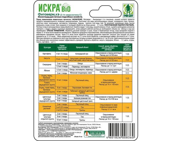 Биопрепарат от тли и клещей Грин Бэлт Искра Био флакон 10 мл 01-214 – изображение 2