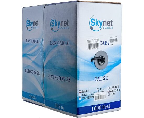 Кабель SkyNet Light FTP outdoor 4x2x0,46, медный, FLUKE TEST, кат.5e, однож., 305 м, box, черный CSL-FTP-4-CU-OUT – изображение 3