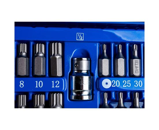 Набор бит Vorel 1/2. 3/8 40 предметов HEX Torx SPLINE металлический кейс 66400 – изображение 4