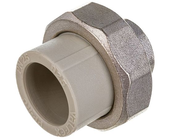 Муфта комбинированная разъемная с внутренней резьбой VALFEX PP-R серая, 25 мм х1/2 10155115Г 127-0333 – изображение 4