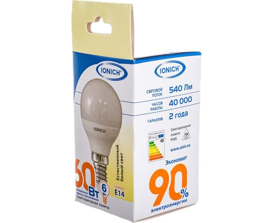 Светодиодная лампа IONICH декоративное освещение ILED-SMD2835-P45-6-540-230-4-E14 0156 1547 – изображение 4
