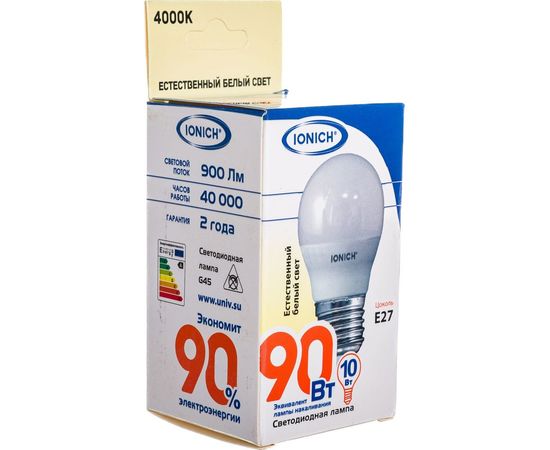 Светодиодная лампа IONICH декоративное освещение ILED-SMD2835-G45-10-900-230-4-E27 1555 – изображение 4