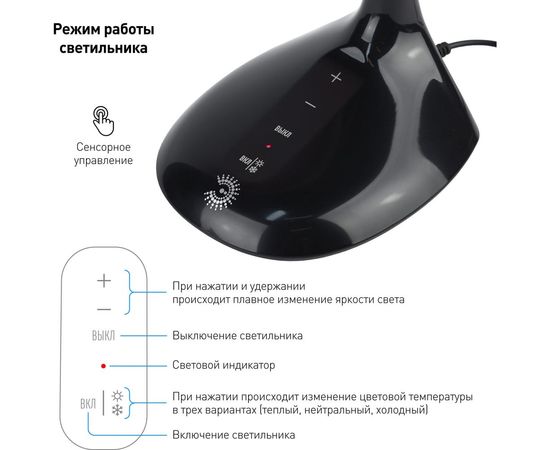 Настольный светильник ЭРА NLED-452-9W-BK черный Б0019129 – изображение 4