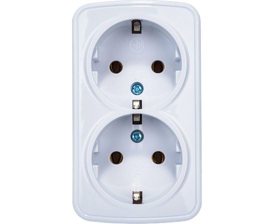 Двойная розетка с заземлением, белая UNIVersal Электра 0020 – изображение 5