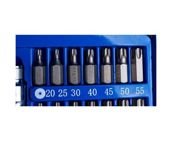 Набор бит Vorel 1/2. 3/8 40 предметов HEX Torx SPLINE металлический кейс 66400 – изображение 5
