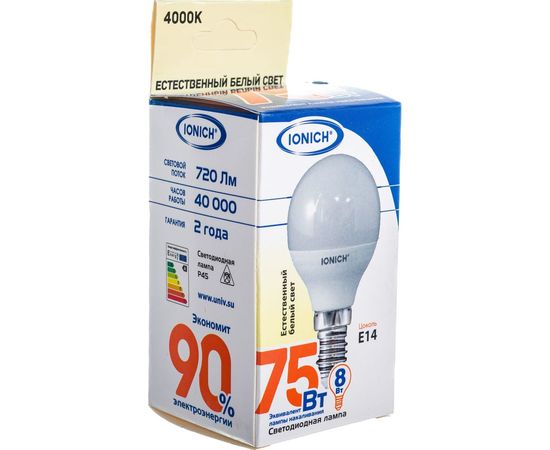 Светодиодная лампа IONICH декоративное освещение ILED-SMD2835-P45-8-720-230-4-E14 1317 1548 – изображение 6