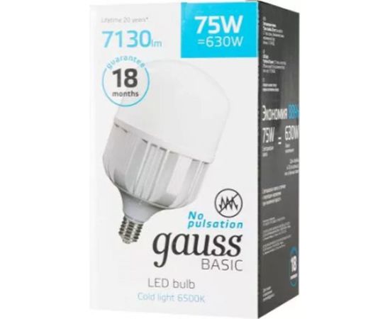 Лампа Gauss Basic, T140, AC180-240V, 75W, 7130lm, 6500K, E40, LED, 1/12 11734382 – изображение 10