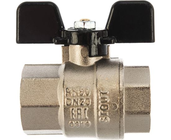 Шаровой полнопроходной кран STOUT ВР/ВР, ручка бабочка 3/4 RG008Q0LA66MAJ 