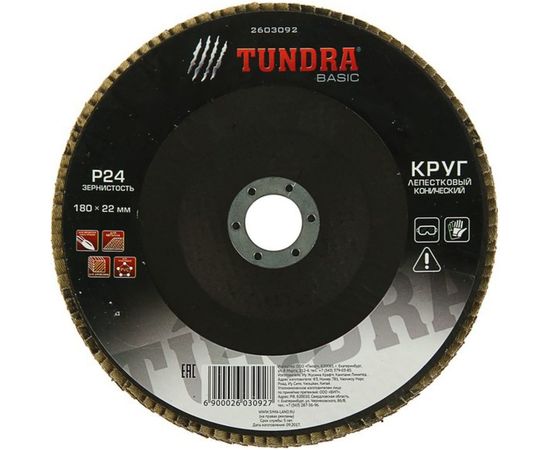 Круг лепестковый торцевой конический (180х22 мм; Р24) TUNDRA 2603092 