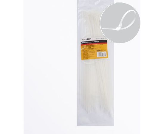 Хомут STEKKER NYCT36-300 нейлоновый 3.6x300 мм d пучка max 80 мм нагрузка 18 кг белый 32781 