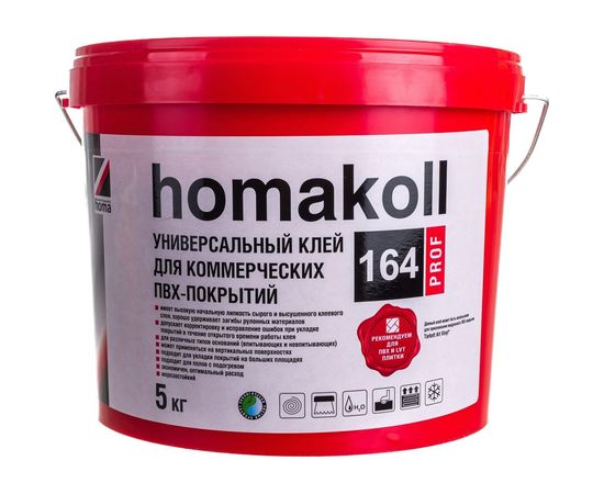 Клей Homakoll 164 Prof, для коммер. линолеума, 300-350 г/м2, 5 кг 54675 