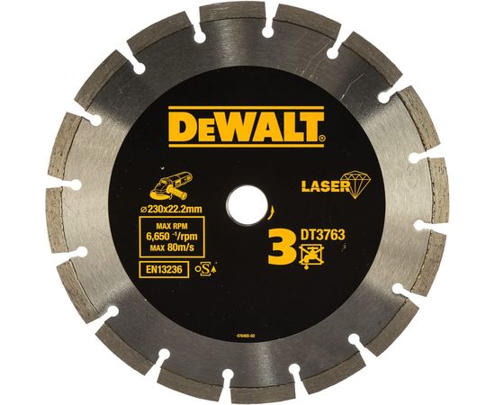 Диск алмазный отрезной (230х22.2 мм) для УШМ DEWALT DT 3763 