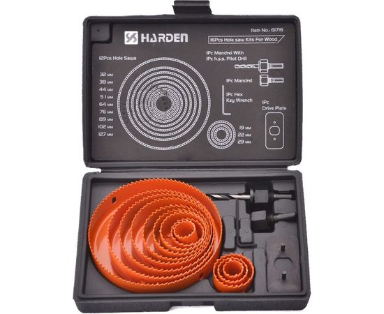 Набор коронок по дереву 16 предметов HARDEN 610548 