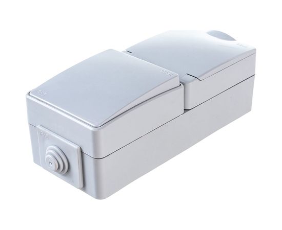 Вертикальный блок: розетка+выключатель ЭРА Эксперт 11760703 IP65, 16A, 250В, ОУ Б0035998 