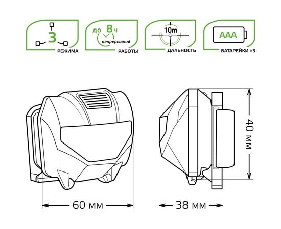 Налобный фонарь Gauss модель GFL306 1W 100lm 3xAAА LED 1/12/60 GF306 – изображение 13