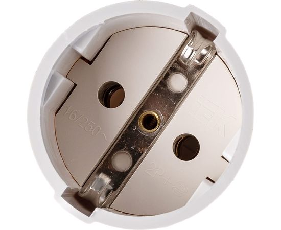 Разборная прямая розетка IEK РПп10-01-Ст, с заземляющим контактом, 16А, белая ERP10-16-01-K01 – изображение 3