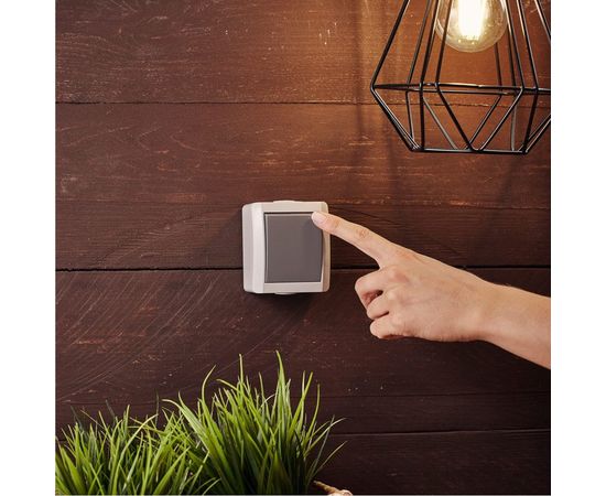 Одноклавишный накладной выключатель KRANZ IP54 серый KR-78-0608 – изображение 3