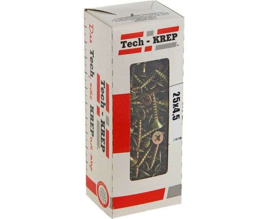 Универсальный саморез Tech-Krep 25х4,5 мм 200 шт желтый, коробка с окном 102251 – изображение 3