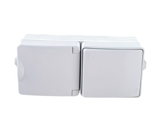 Вертикальный блок: розетка+выключатель ЭРА Эксперт 11760703 IP65, 16A, 250В, ОУ Б0035998 – изображение 3