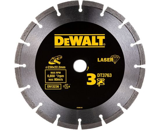 Диск алмазный отрезной (230х22.2 мм) для УШМ DEWALT DT 3763 – изображение 4