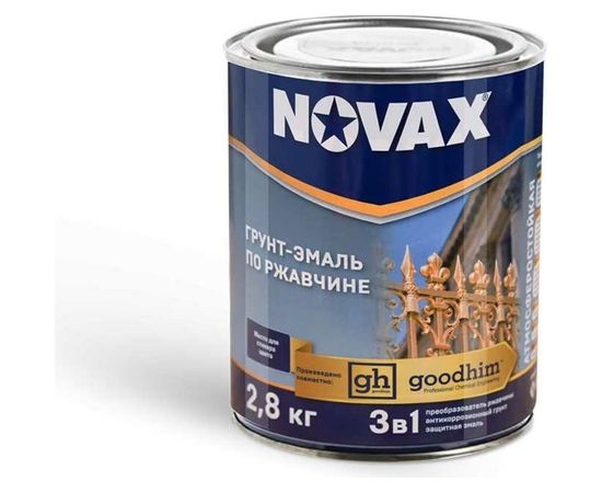 Грунт-эмаль Goodhim NOVAX 3в1 черный RAL 9005, матовая, 2,8 кг 39757 – изображение 5