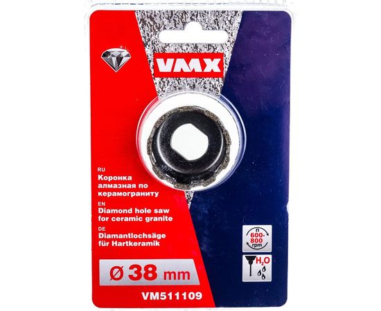 Коронка алмазная по керамограниту 38 мм VMX 511109 – изображение 6