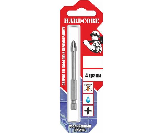 Сверло по керамограниту и керамической плитке (10 мм; 4 грани) Hardcore 151010 