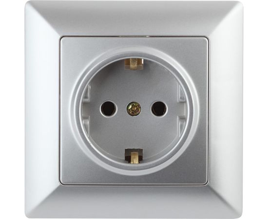 Розетка Intro 420203 2PE Schuko, 16А, 250В, СУ, Solo, алюминий Б0043314 