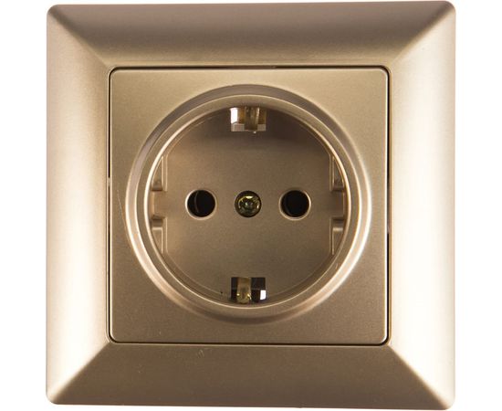 Розетка Intro 420204 2PE Schuko, 16А, 250В, СУ, Solo, шампань 20 Б0043315 