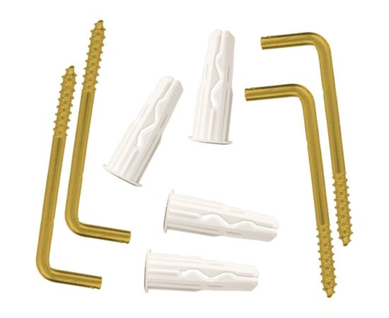 Крюк-шуруп ЕВРОПАРТНЕР L- обр. латунир. D3,3хL30 в компл. c дюбелем MULTI 6x25 4шт. MP 306 17 