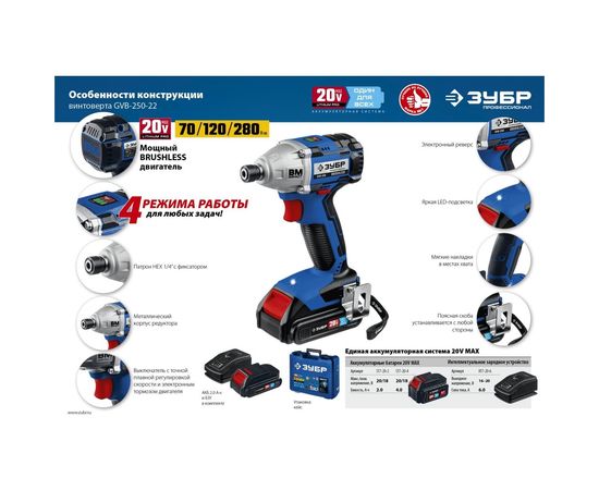 Бесщеточный винтоверт ЗУБР Профессионал GVB-250-22 – изображение 11