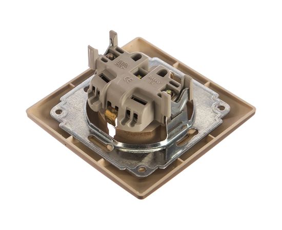 Розетка Intro 420204 2PE Schuko, 16А, 250В, СУ, Solo, шампань 20 Б0043315 – изображение 2