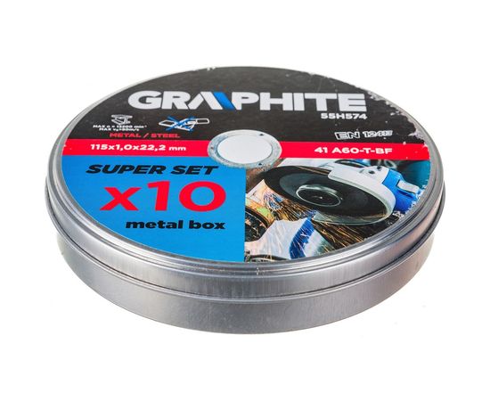 Диск отрезной по металлу (10 шт; 115x22.2х1 мм) GRAPHITE 55H574 – изображение 2