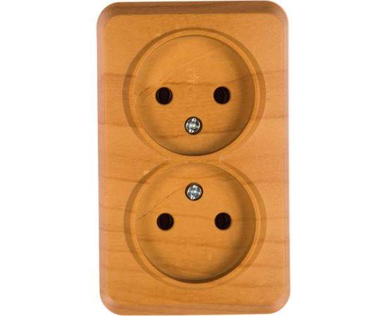 Розетка Smartbuy 2-местная 10А без заземления светлое дерево Юпитер SBE-03lw-10-S2-N – изображение 2