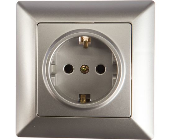 Розетка Intro 420203 2PE Schuko, 16А, 250В, СУ, Solo, алюминий Б0043314 – изображение 2