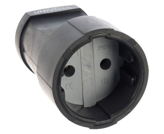 Штепсельное гнездо б/з, черное, ПВХ-облив 10А 250В UNIVersal ОА0150 – изображение 2