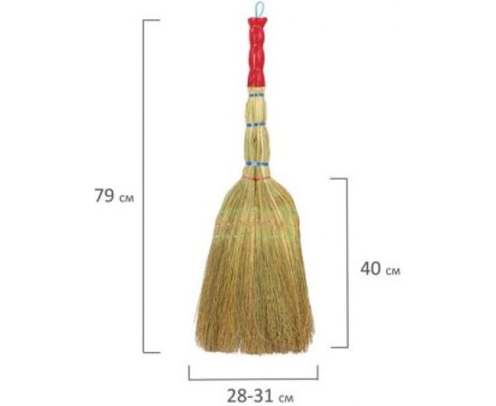 Веник 3-х прошивной ЛАЙМА Люкс ручка в пленке, 360-380 г, ширина метелки 28-31 см 604229 – изображение 2