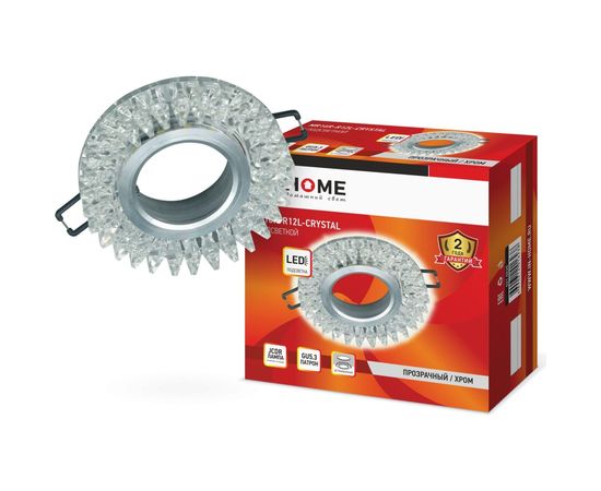 Встраиваемый светильник IN HOME MR16R-R12L-crystal под JCDR GU5.3 с подсветкой Прозрачный/Хром 4690612016238 – изображение 2