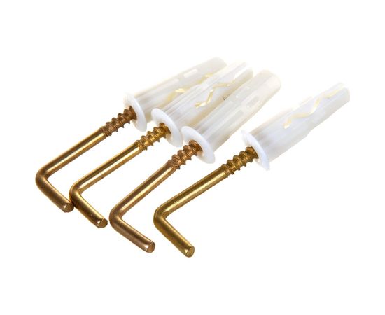 Крюк-шуруп ЕВРОПАРТНЕР L- обр. латунир. D3,3хL30 в компл. c дюбелем MULTI 6x25 4шт. MP 306 17 – изображение 3