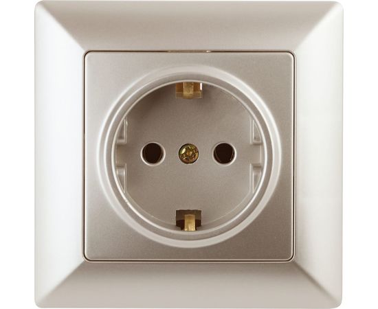 Розетка Intro 420204 2PE Schuko, 16А, 250В, СУ, Solo, шампань 20 Б0043315 – изображение 3