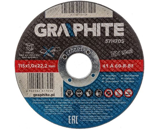 Диск отрезной по металлу (10 шт; 115x22.2х1 мм) GRAPHITE 55H574 – изображение 3