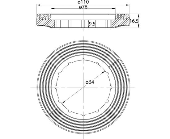 Одноуровневая водосливная арматура нижний подвод Тип А, круглая резинка IDDIS F012400-0004 – изображение 6