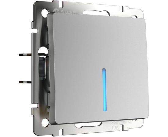 Выключатель WERKEL WL06-SW-1G-2W-LED одноклавишный проходной с подсветкой серебряный a029825 