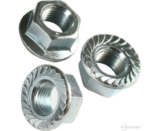 Шестигранная гайка с фланцем BEFAST DIN 6923, покрытие белый цинк М8, 100 шт. 6923F08S 