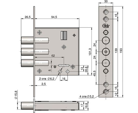 Дверной сувальдный замок CRIT ЗВ А10-16 05077 – изображение 2