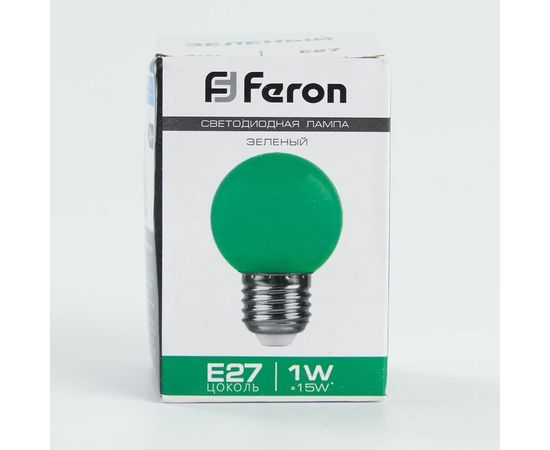 Лампа FERON LED 1вт Е27, зеленый, шар 25117 – изображение 2