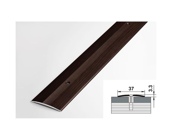 Порог прямой алюминиевый декоративный (37 мм, 1,8 м, Дуб венге) ЛУКА УТ000002342 – изображение 2