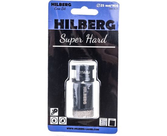 Коронка алмазная по керамике и керамограниту Super Hard (25 мм; M14) Hilberg HH625 – изображение 2