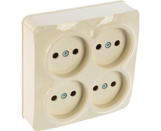 Четырехместная розетка IONICH б/з слоновая кость квадрат 1453 – изображение 3