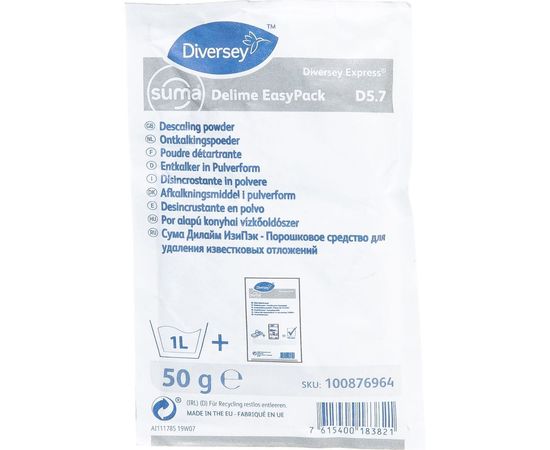 Средство для удаления известковых отложений Diversey Suma Delime EasyPack D5.7 25 шт по 50 гр 100876964 – изображение 3